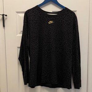 Nike Black Leopard Print Long Sleeve Top